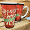 18oz Holiday Ceramic Latte Mugs Christmas Cheer Starts Here!